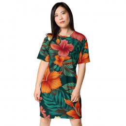 Tropical Flower T-Shirt Dress